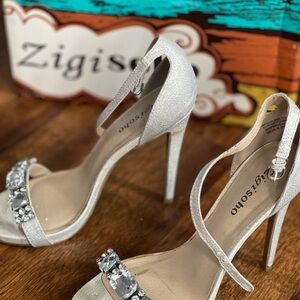 Zigi Soho Silver Crystal Embellished Heels